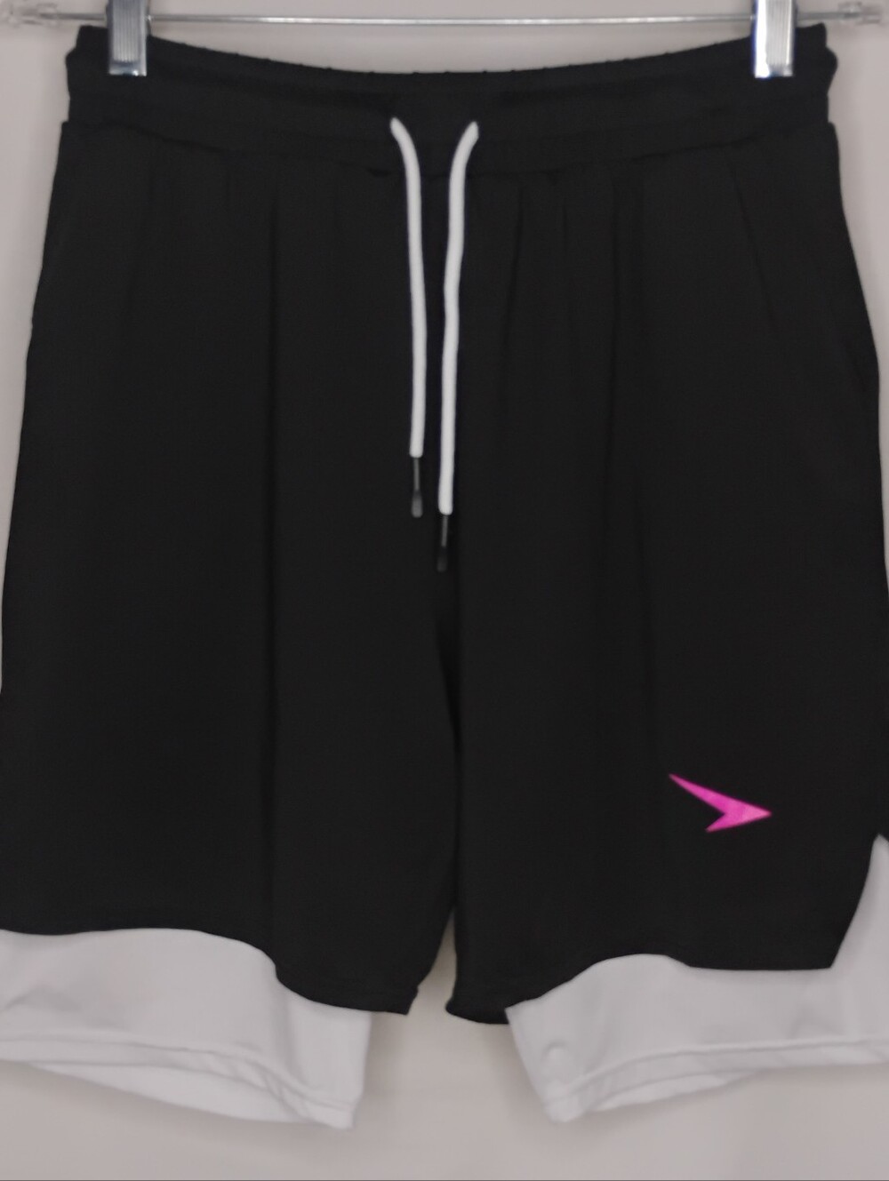 Women's XL Shortys Layered Black White Athletic Gym Shorts Activewear Running